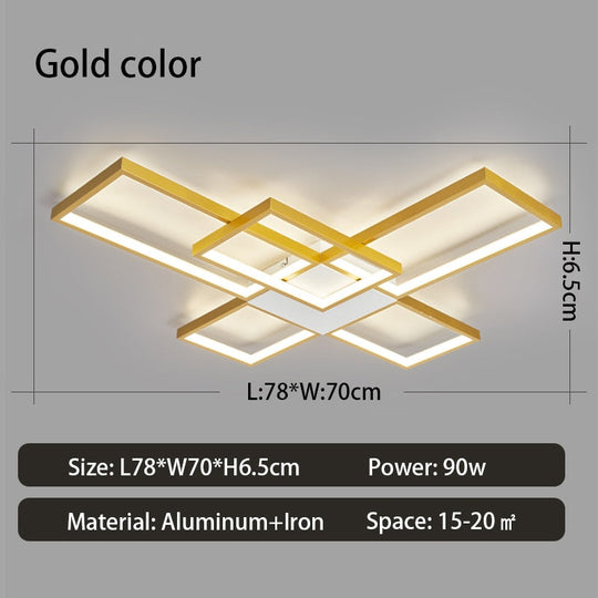 Modern Led Chandeliers Lamp For Living Room Bedroom Study Indoor Gold/Black Color Ceiling Free