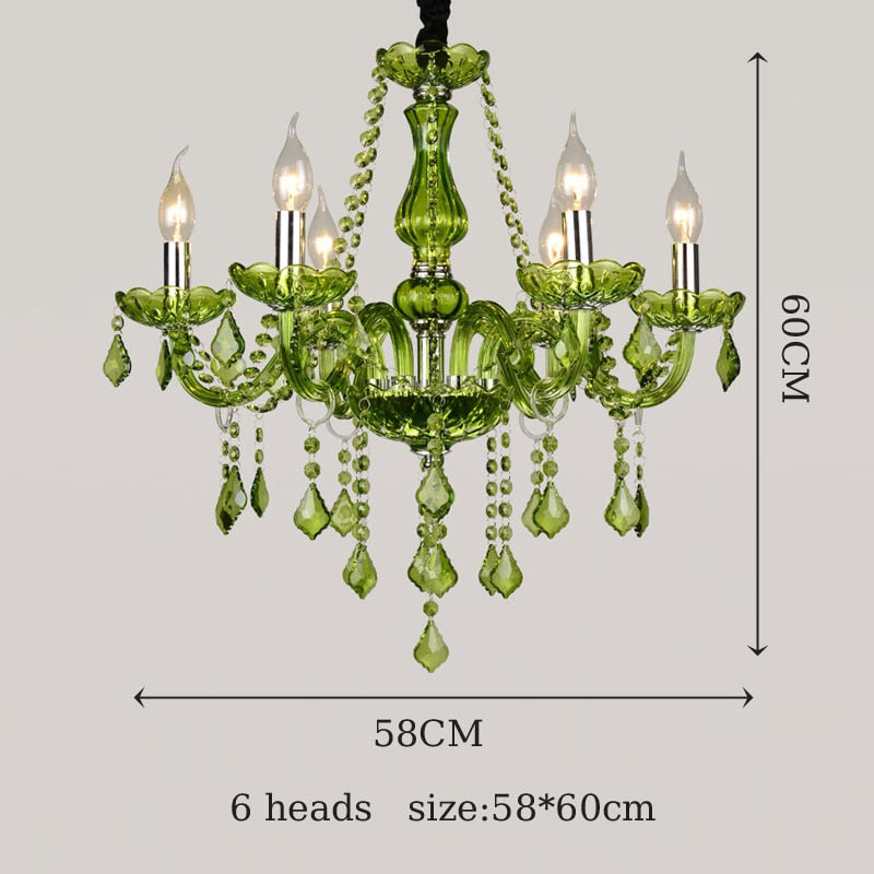 E14 Luxury Crystal Chandelier Green Wedding Parlor Bedroom Villa Suspension Light Hotel Restaurant
