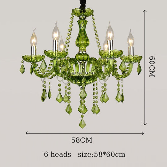 E14 Luxury Crystal Chandelier Green Wedding Parlor Bedroom Villa Suspension Light Hotel Restaurant