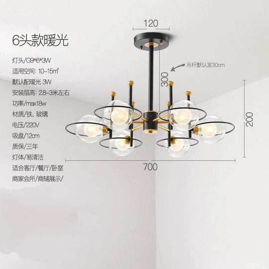 Modern Glass Ball Led Chandeliers For Living Room Cafe Lustre Plafonnier Minimalist Bedroom