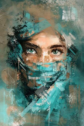 Abstract Woman Portrait Graffiti Canvas - Modern Art For Living Room Decor 40X60Cm Unframed / Jk757