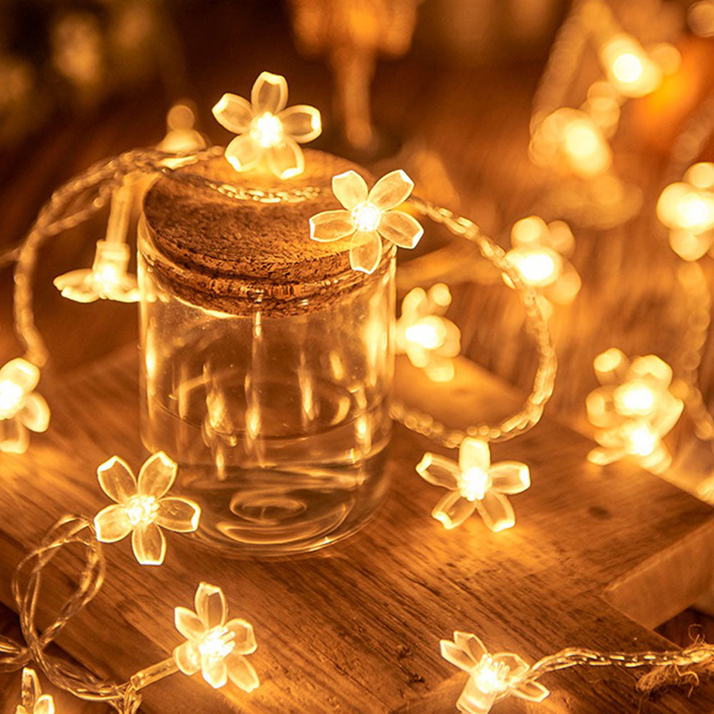 10/40/60 Lights Led String Fairy Crystal Cherry Blossom Flower Garland For Gazebo Indoor Wedding