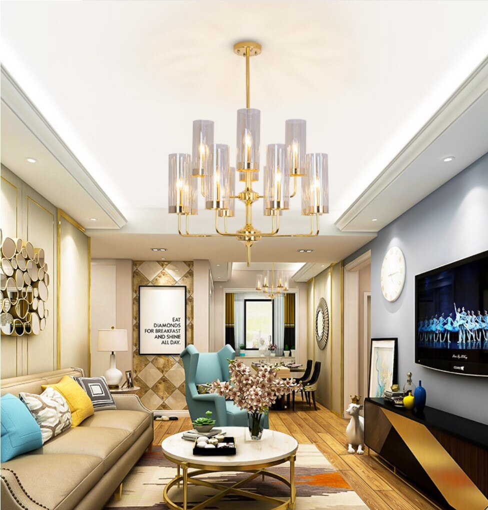 Frida - Blue Cognac Glass Led Chandeliers For Elegant Living Spaces Pendant Light