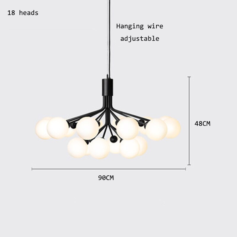 Nordic Led Glass Creative Magic Bean Molecule Chandelier: Modern Lighting For Living Room