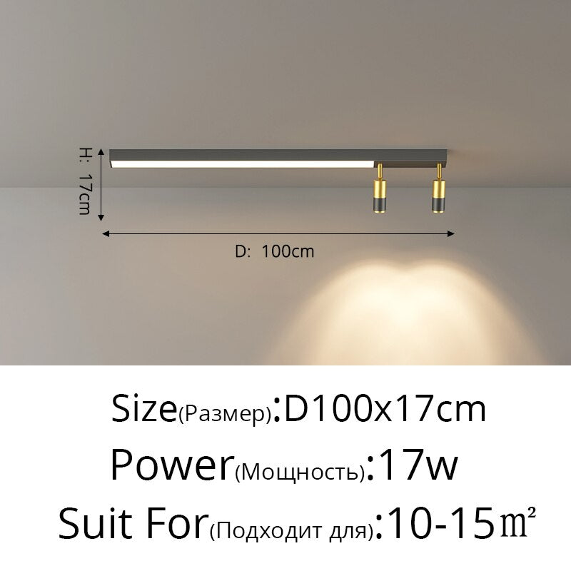 Modern Long Led Chandeliers Lamp Suitable For Bedroom Corridor And Dining Room Black Gold Frame 80