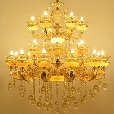 European Style Duplex Building Large Chandelier Villa Hollow Living Room Luxury Hotel Lobby