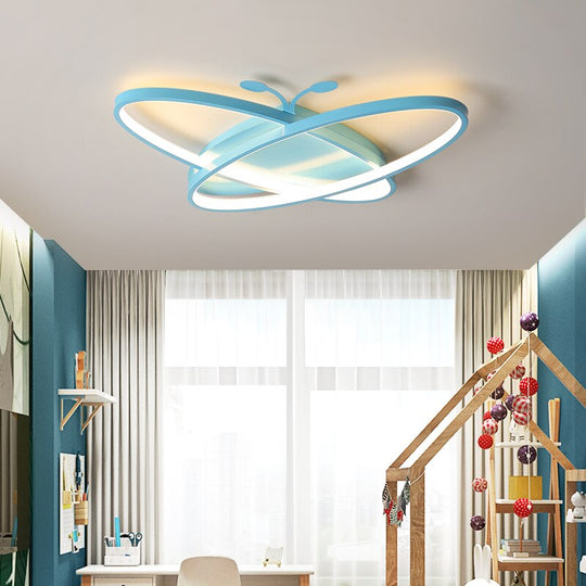 Modern Led Bedroom Ceiling Chandeliers For Children Room Creative Personality Blue Pink Kid