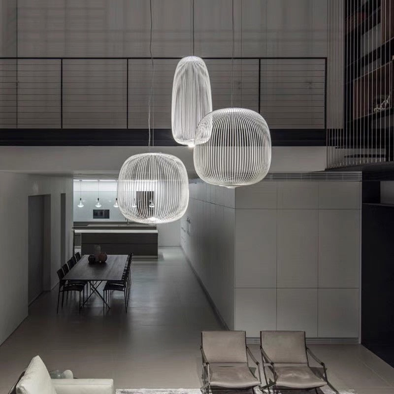 Nordic Foscarini Spokes Chandelier Art Iron Bird Cage Led Creative Villa Lobby Living Dining Room