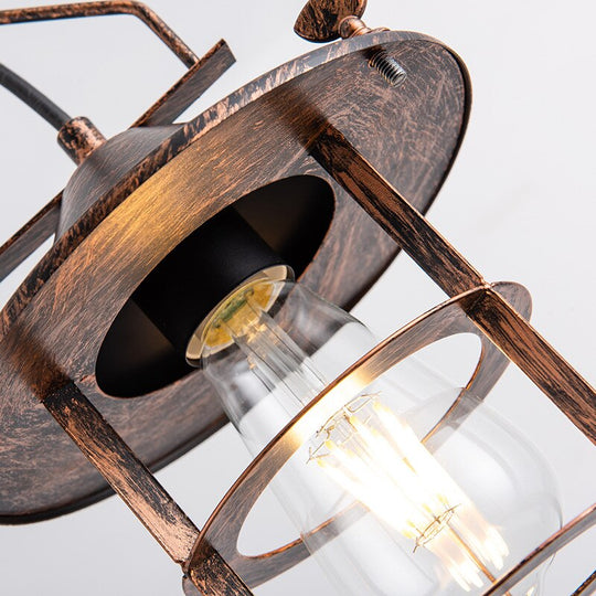 Rustic Farmhouse Hanging Light Fixtures Antique Copper Black D18Cm E27 Socket Vintage Metal Pendant