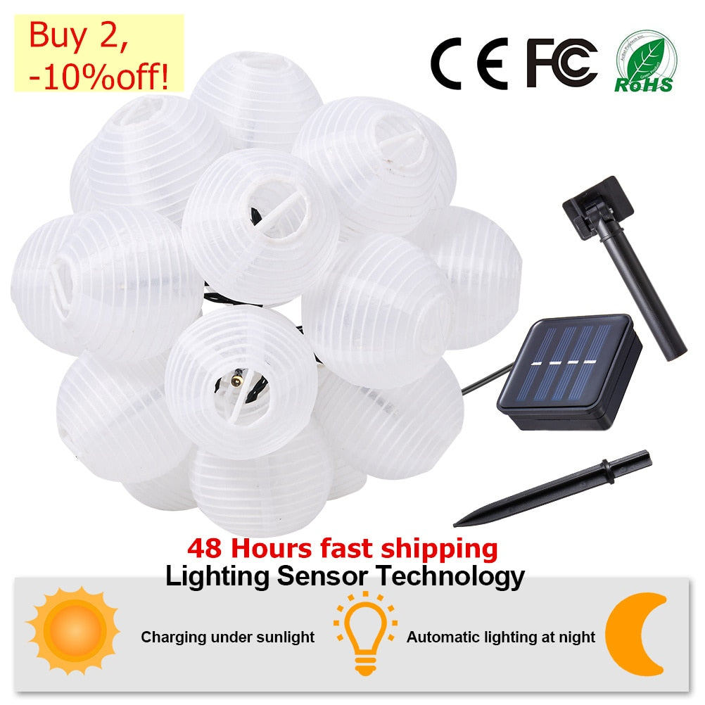 Solar Led Light Outdoor Garland Lantern Lamp Garden String Lights Street Christmas Decoration Led