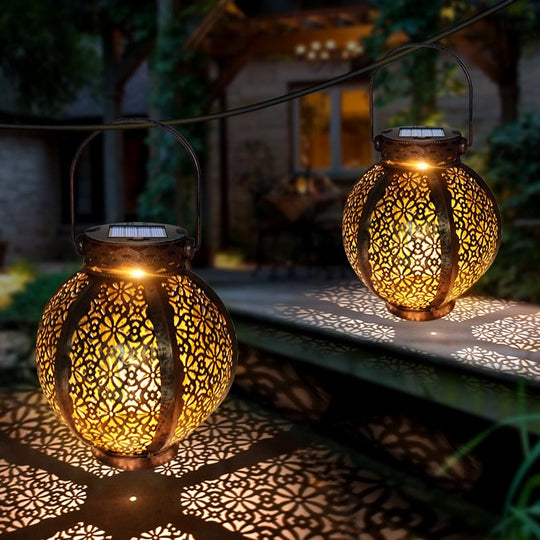 Retro Hollow Solar Lanterns: Unique Hanging Decor For Gazebos And Patios Lights