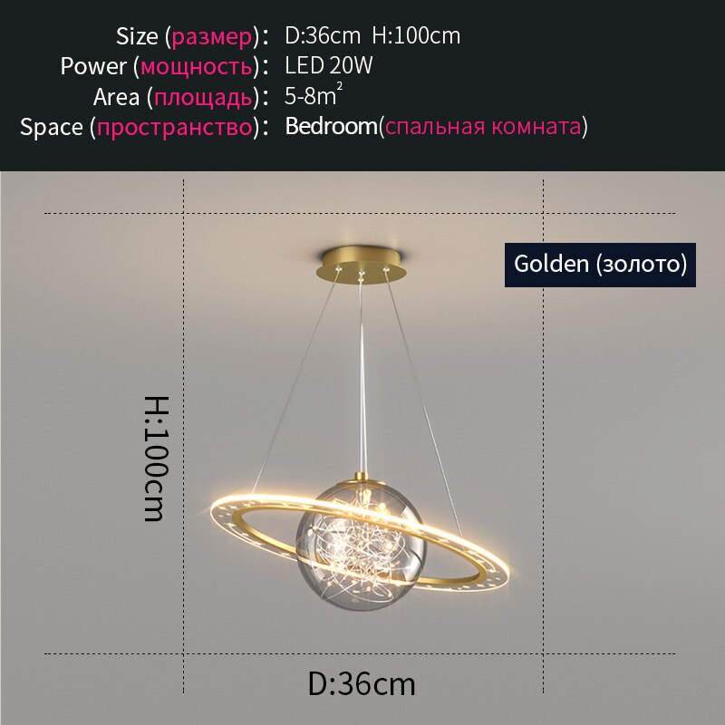 Nordic Planet Light Children’s Room Chandelier Creative Wandering Earth Boy Girl Bedroom Space