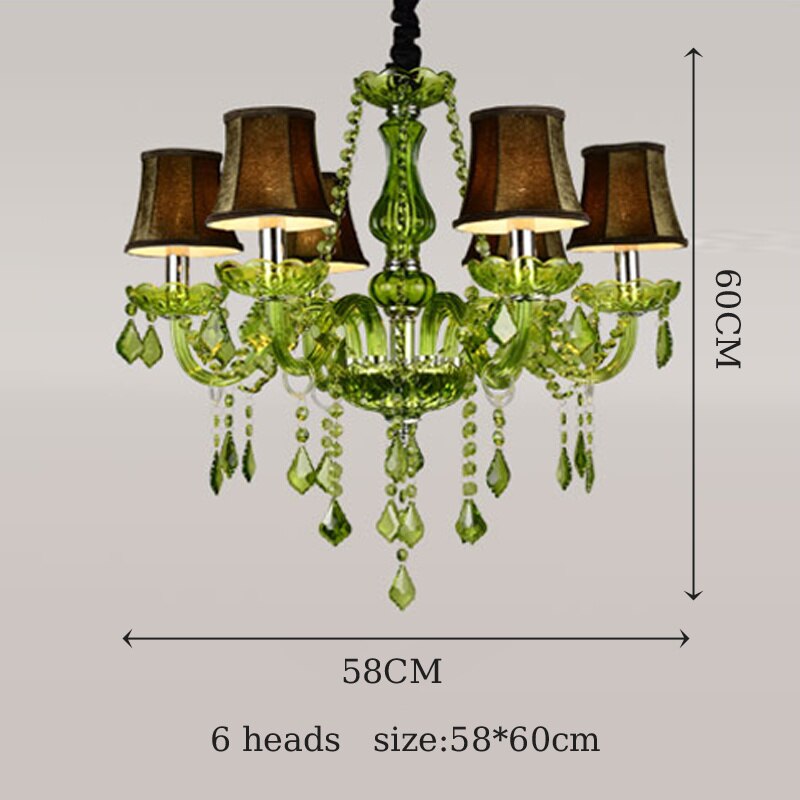 E14 Luxury Crystal Chandelier Green Wedding Parlor Bedroom Villa Suspension Light Hotel Restaurant