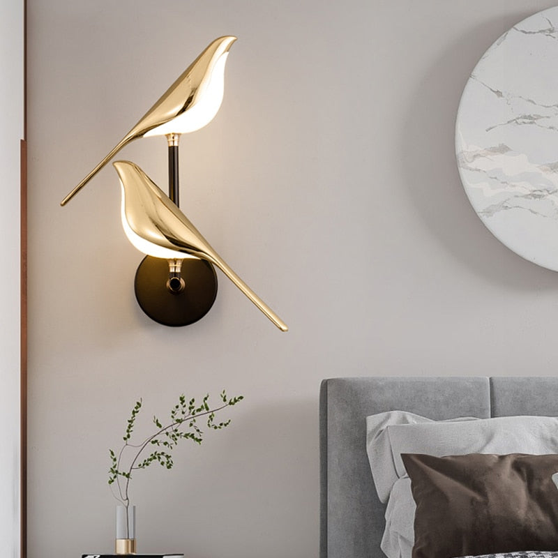 Creativity Bird Design Gold Plating Led Wall Lamps Hallway Stairs Sconce Lamp Living Room Bedroom