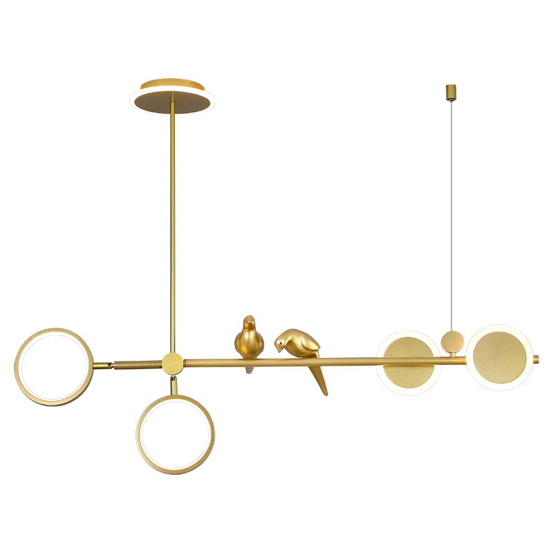 Nordic Light Luxury Golden Ring Bird Led Pendant For Living Room Dining Table And Bar Counter