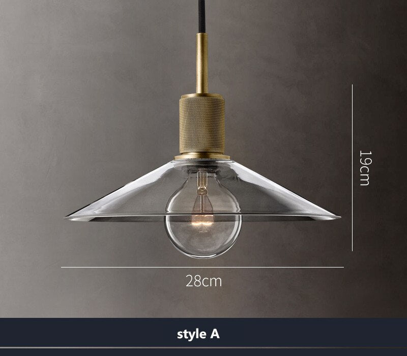 American Retro Edison Led Pendant Lights - Clear Glass Suspend Lamp With Gold Metal Chandelier