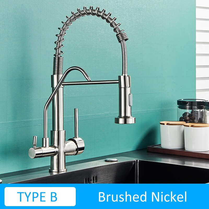 Matte Black Kitchen Filtered Faucet Water Tap Purifier Dual Sprayer Drinking 360 Rotation