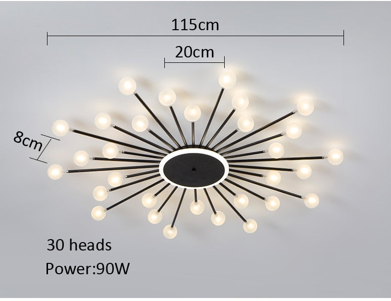 Modern Glass Ceiling Chandeliers Lighting Chandelier For Living Room Bedroom Kitchen Black/Gold 30