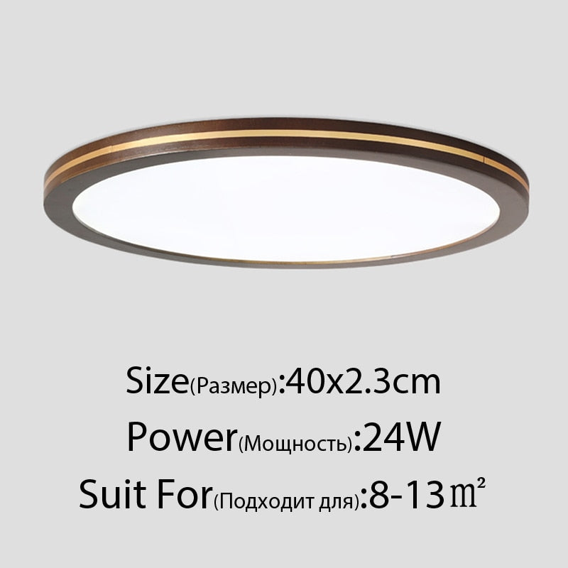 Ultra - Thin Solid Wood Living Room Chandeliers Modern Bedroom Lamp Rectangular Walnut Color Copper