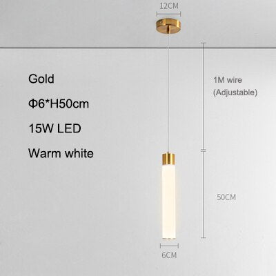 Single Head Cream White Pmma Led Pendant Lamp Nordic Modern Cylindrical Tube Restaurant Bar Front