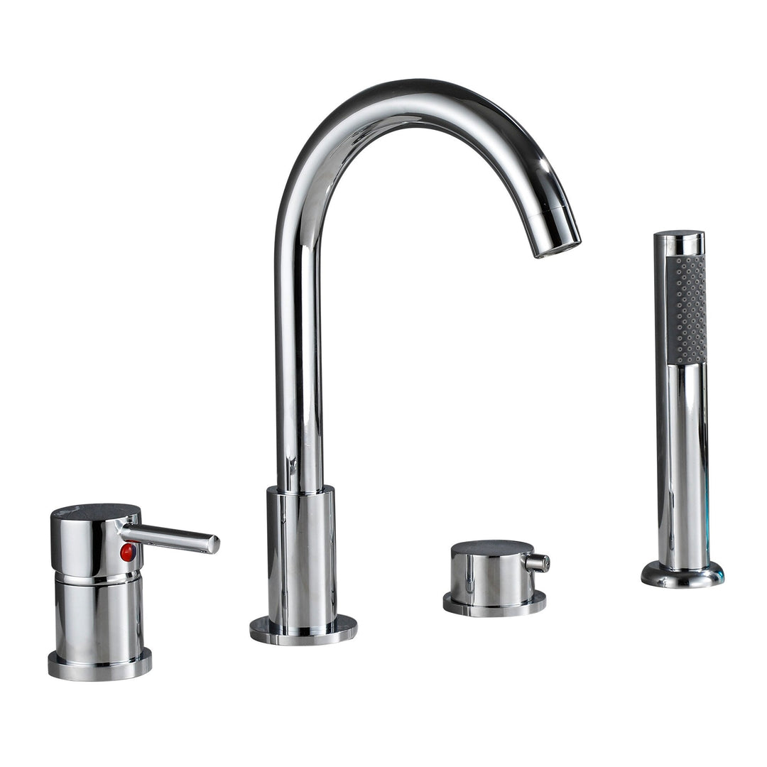 4Pcs Bathroom Bathtub Faucet Basin Deck Mounted Handheld Tub Mixer Tap Cold Hot Water With Hand