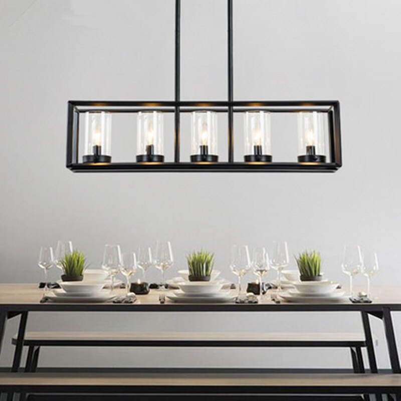 Antique Chandelier Vintage Large Country Rectangular Island Lights Wrought Iron Lighting Office