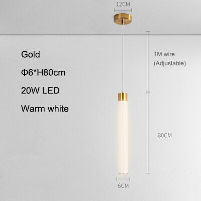Single Head Cream White Pmma Led Pendant Lamp Nordic Modern Cylindrical Tube Restaurant Bar Front