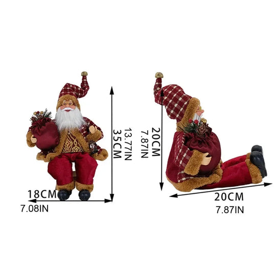 14’’ Sitting Santa Claus Figurines Christmas Figure Decorations Hanging Xmas Tree Ornaments