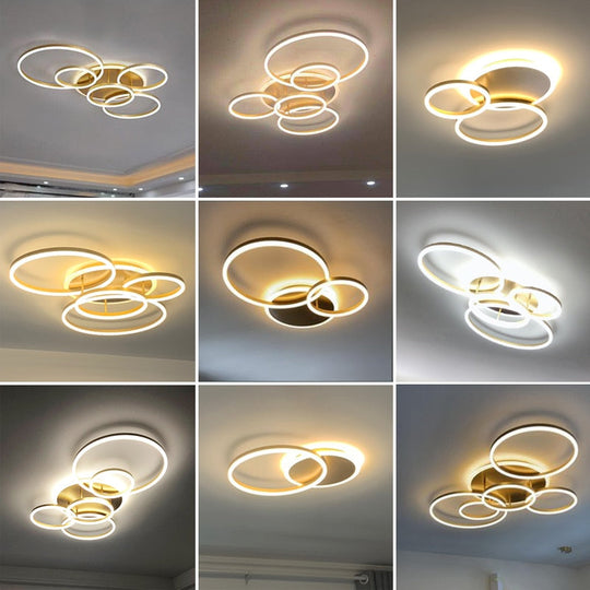 Modern Led Gold Black Chandeliers Lighting For Living Study Room Dimmable Indoor Lamps Parlor Foyer