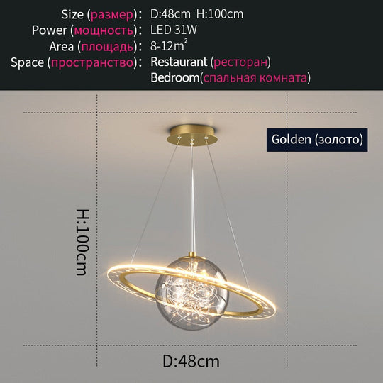 Nordic Planet Light Children’s Room Chandelier Creative Wandering Earth Boy Girl Bedroom Space