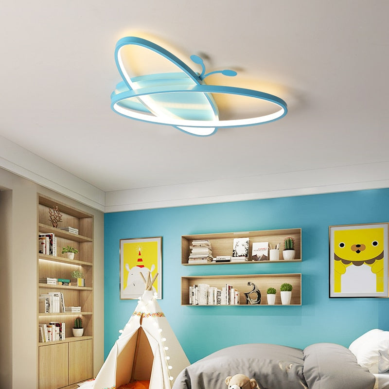 Modern Led Bedroom Ceiling Chandeliers For Children Room Creative Personality Blue Pink Kid