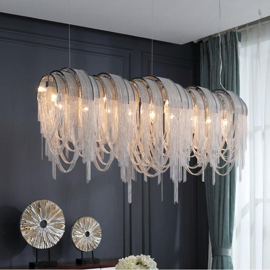 Luxury Tassel Chandelier In Gold/Silver Living Room Decorative Light For Home/ Commercial Use