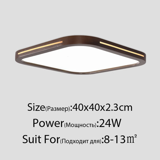Ultra - Thin Solid Wood Living Room Chandeliers Modern Bedroom Lamp Rectangular Walnut Color Copper
