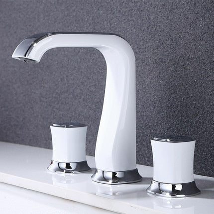 Rose Gold Bathroom Basin Faucets Brass Widespread Sink Mixer Tap Hot & Cold Lavatory Crane 3 Hole
