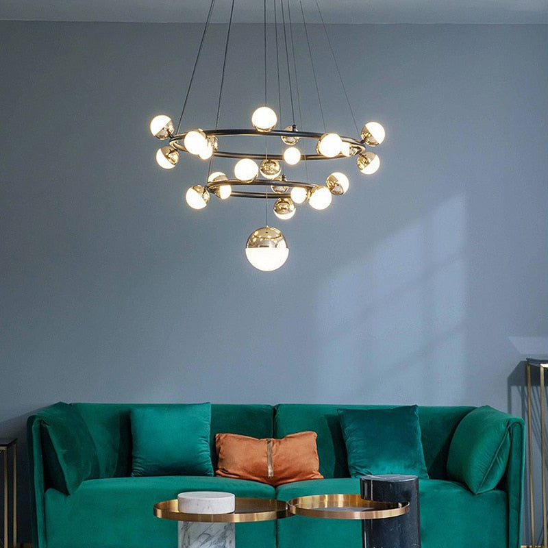 Simple And Creative Living Room Molecular Golden Chandelier Bedroom Nordic Personality Modern