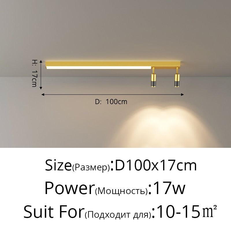Modern Long Led Chandeliers Lamp Suitable For Bedroom Corridor And Dining Room Black Gold Frame 80