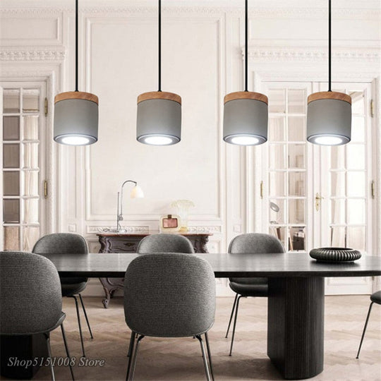 Nordic Cement Wood Pendant Lights Led Hanging Lamp For Living Room Kitchen Lamp Indoor Lighting
