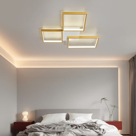 Modern Led Chandeliers Lamp For Living Room Bedroom Study Indoor Gold/Black Color Ceiling Free