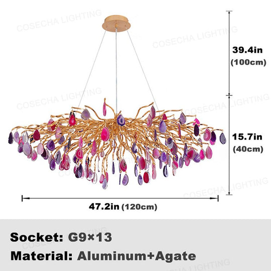 Agate Chandelier Living Room Dining Bedroom Shop Hotel Fashion Romantic Natural Color Agate