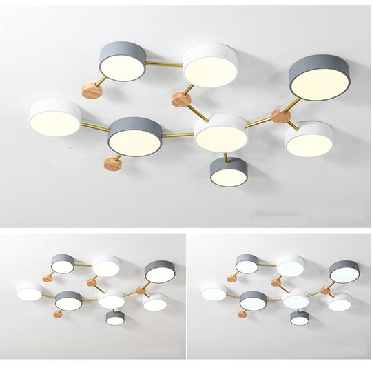 Nordic Wood Ceiling Chandelier Light Ac 90 - 260V Led Living Room Lamp For Bedroom Children Baby