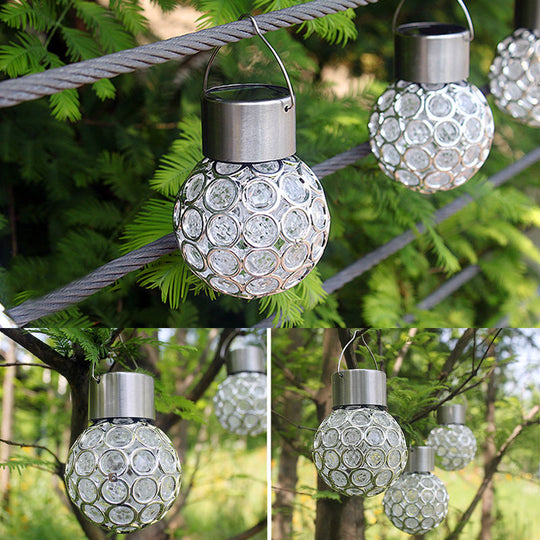 Solar Led Hanging Light Lantern Waterproof Hollow Out Ball Lamp For Outdoor Garden Yard Patio Lights