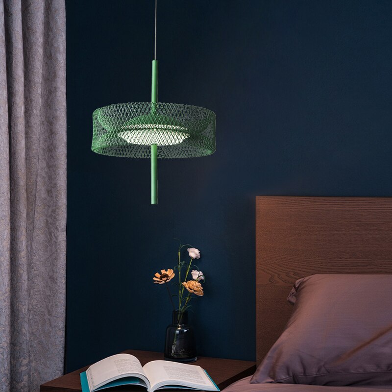 Nordic Net Pendant Light Colorful Design Deco Iron Net Pink Lamp For Living Dining Room Restaurant