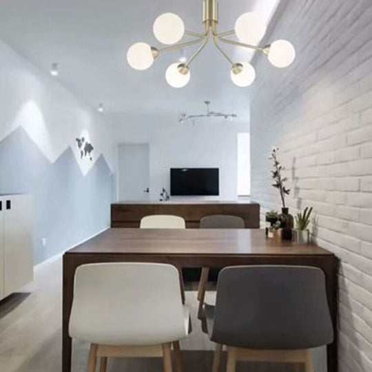 Nordic Led Glass Creative Magic Bean Molecule Chandelier: Modern Lighting For Living Room