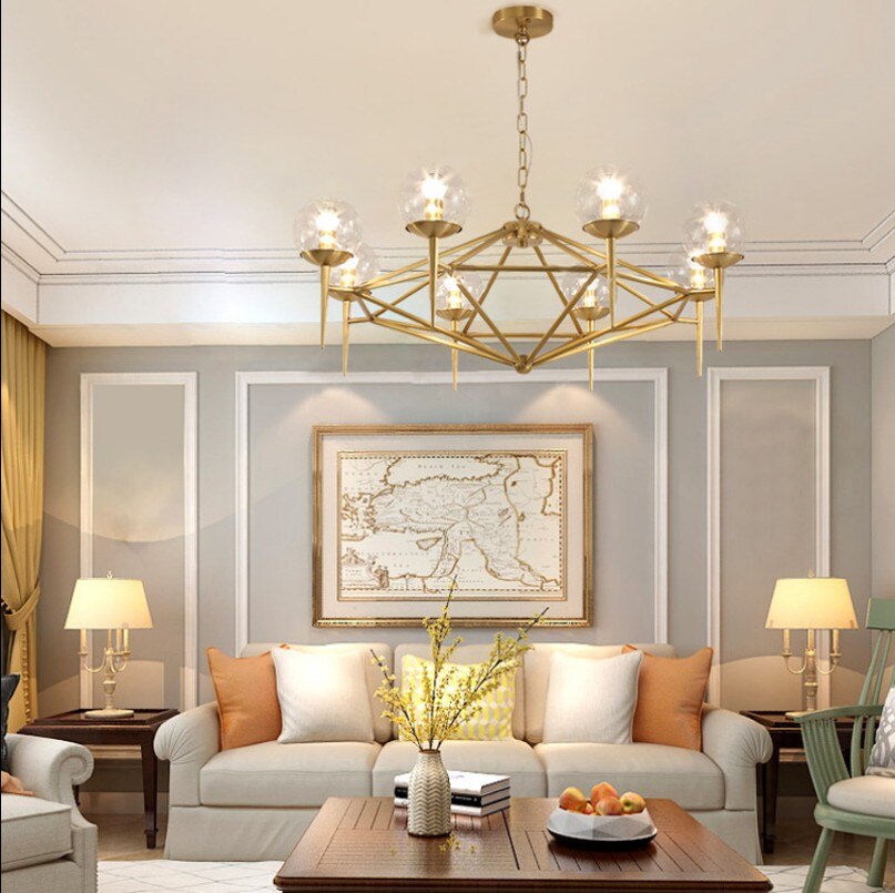 Nordic Radiance: Gold - Tinged Modo Glass Led Chandeliers For Stylish Spaces Metal 6 Heads / 3