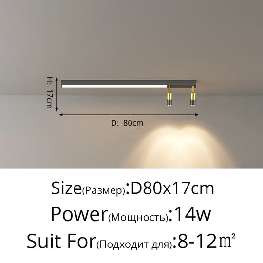 Modern Long Led Chandeliers Lamp Suitable For Bedroom Corridor And Dining Room Black Gold Frame 80