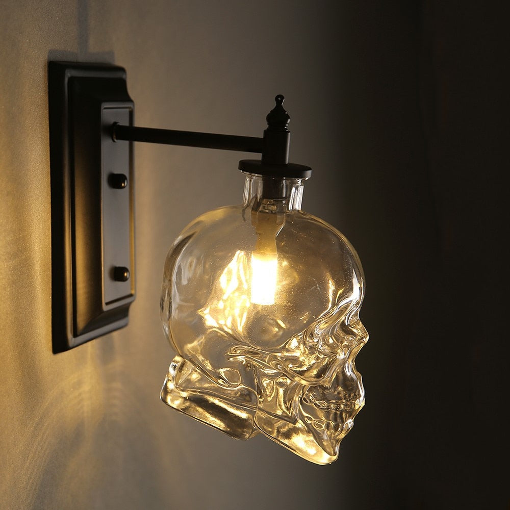 Nordic Loft Industrial Light Designer Retro Skull Glass Wall Lamp Vintage Bracket Lights Corridor