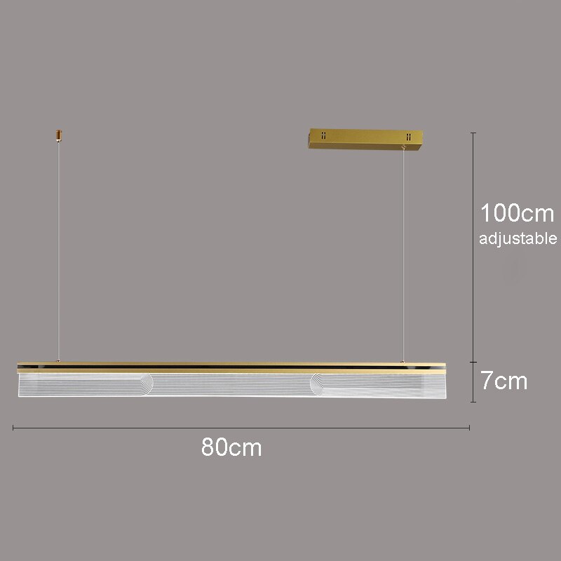 Nordic Modern Minimalist Rectangular Acrylic Dining Room Chandelier Living Iron Cord Pendant