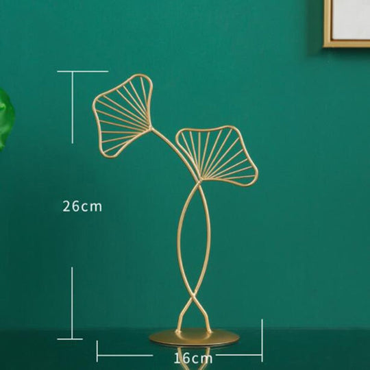 Nordic Golden Ginkgo Leaf Sculpture: Modern Iron Artwork For Home Decor And Special Occasions E - L