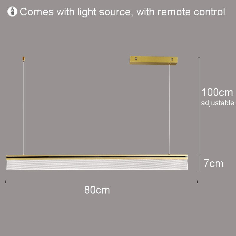Nordic Modern Minimalist Rectangular Acrylic Dining Room Chandelier Living Iron Cord Pendant