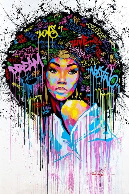 Abstract Woman Portrait Graffiti Canvas - Modern Art For Living Room Decor 40X60Cm Unframed / Jk757